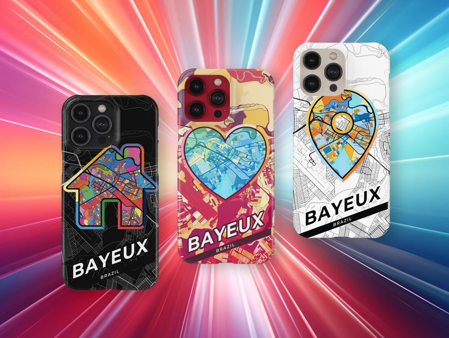 Bayeux Brazil slim phone case with colorful icon. Birthday, wedding or housewarming gift. Couple match cases.