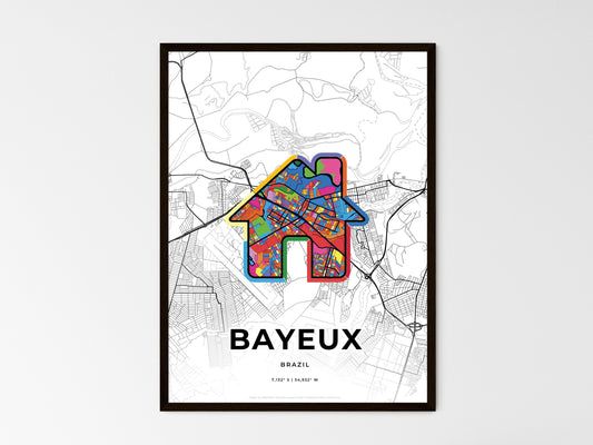 Bayeux Brazil wedding art map with home icon