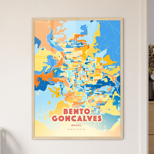 Colorful BENTO GONCALVES BRAZIL Fine Art Map Blue Orange