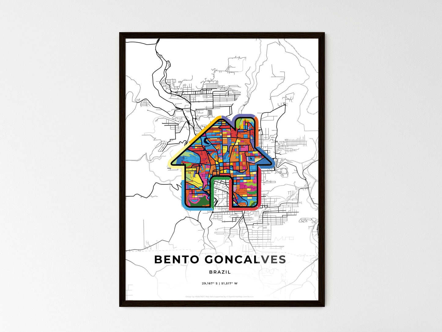 Bento Goncalves Brazil wedding art map with home icon