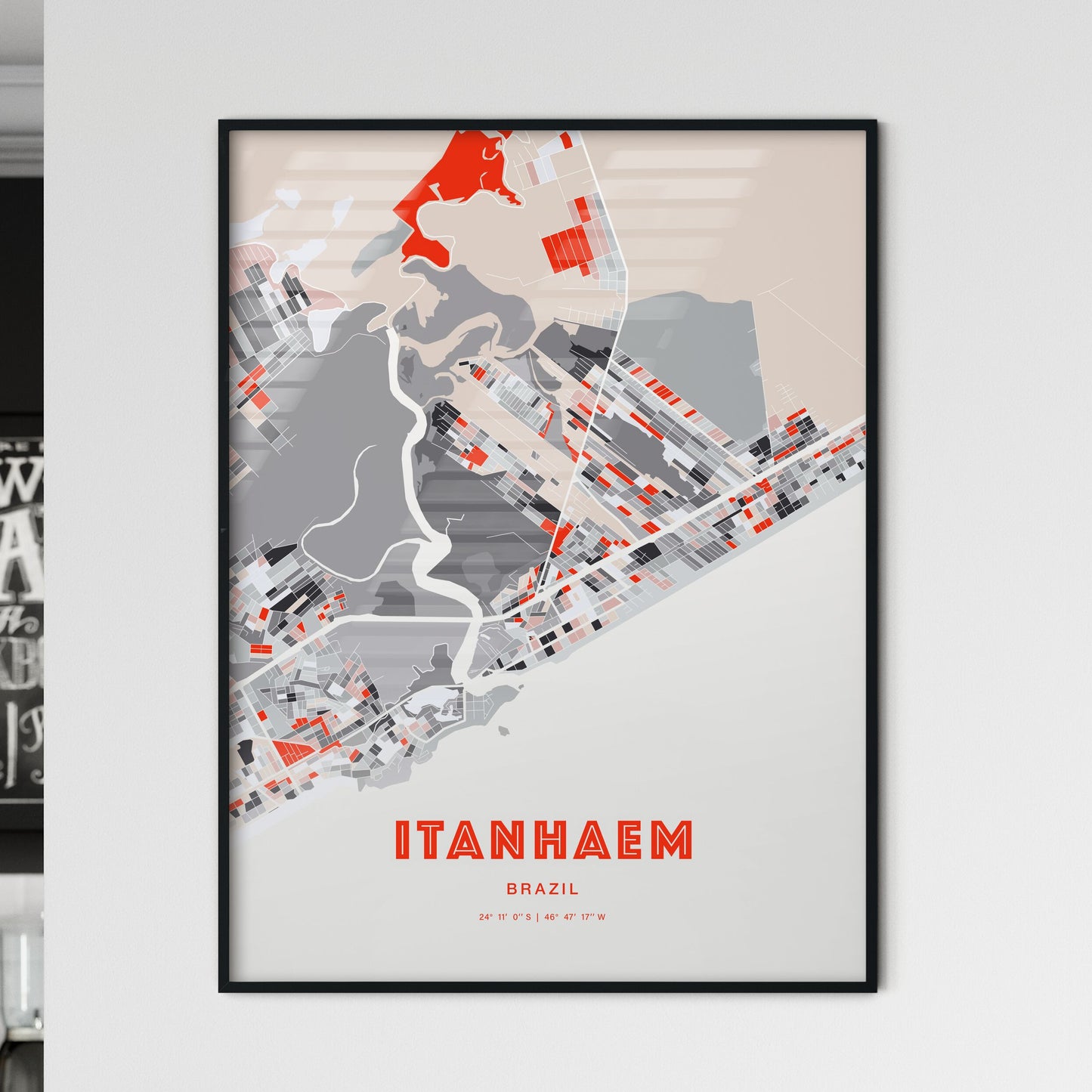 Colorful ITANHAEM BRAZIL Fine Art Map Modern