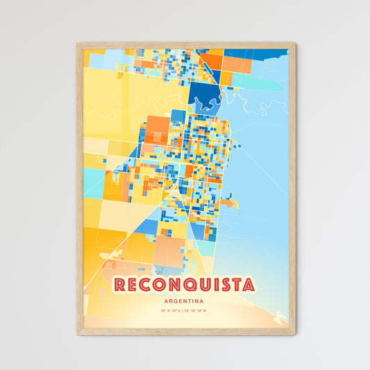 Colorful RECONQUISTA ARGENTINA Fine Art Map Blue Orange