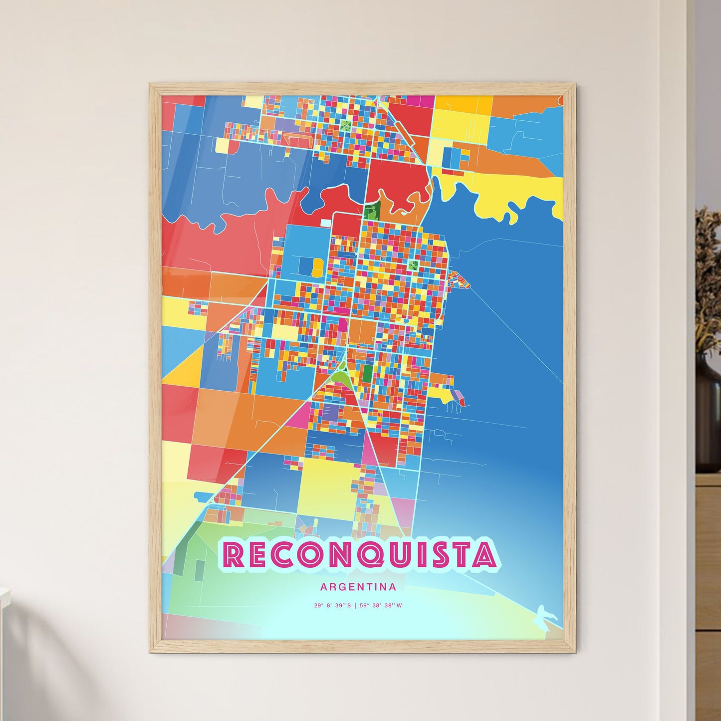 Colorful RECONQUISTA ARGENTINA Fine Art Map Crazy Colors