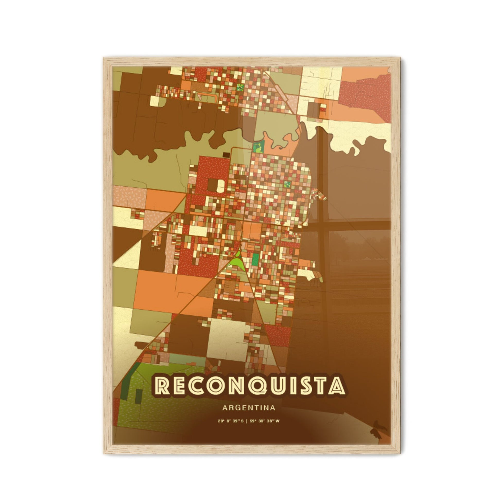 Colorful RECONQUISTA ARGENTINA Fine Art Map Farmhouse