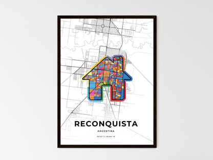 RECONQUISTA ARGENTINA minimal art map with a colorful icon. Style 3
