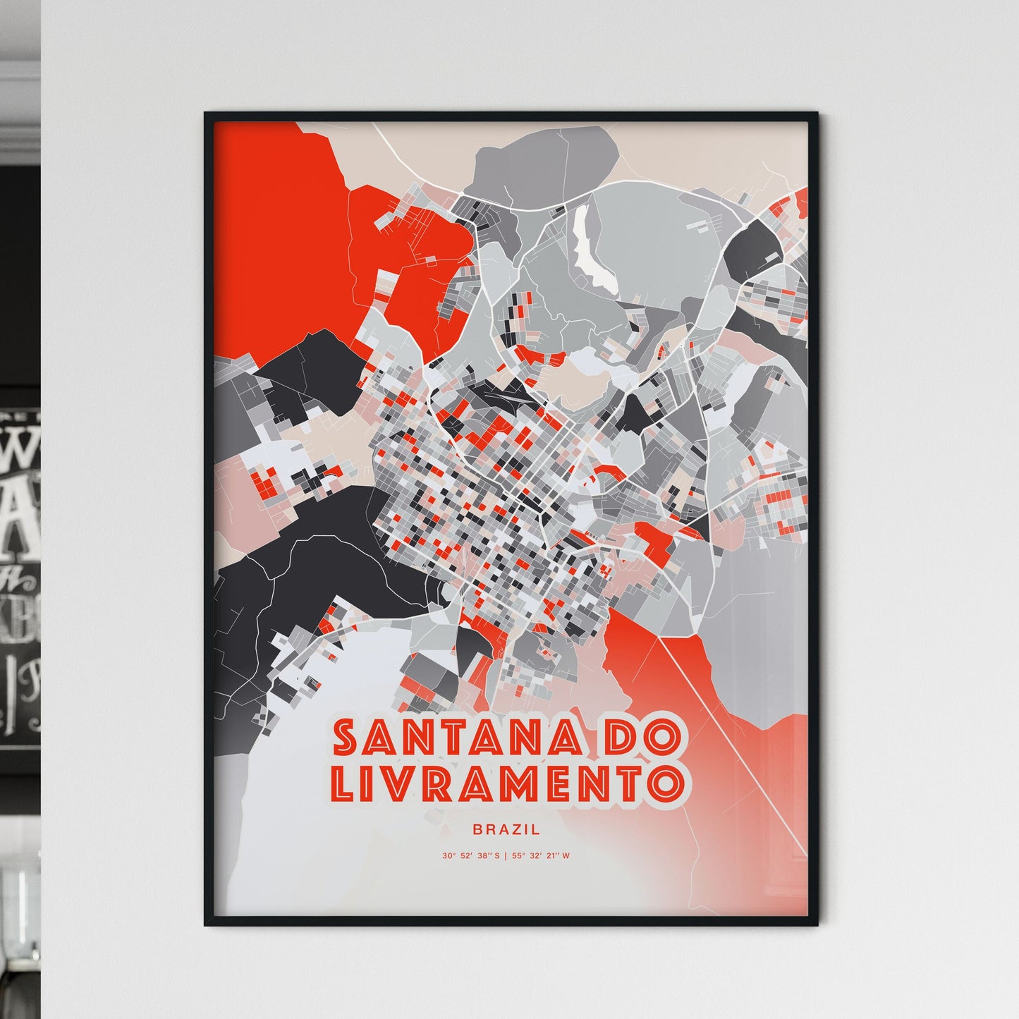 Colorful SANTANA DO LIVRAMENTO BRAZIL Fine Art Map Modern