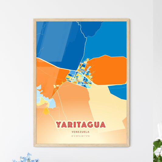 Colorful YARITAGUA VENEZUELA Fine Art Map Blue Orange