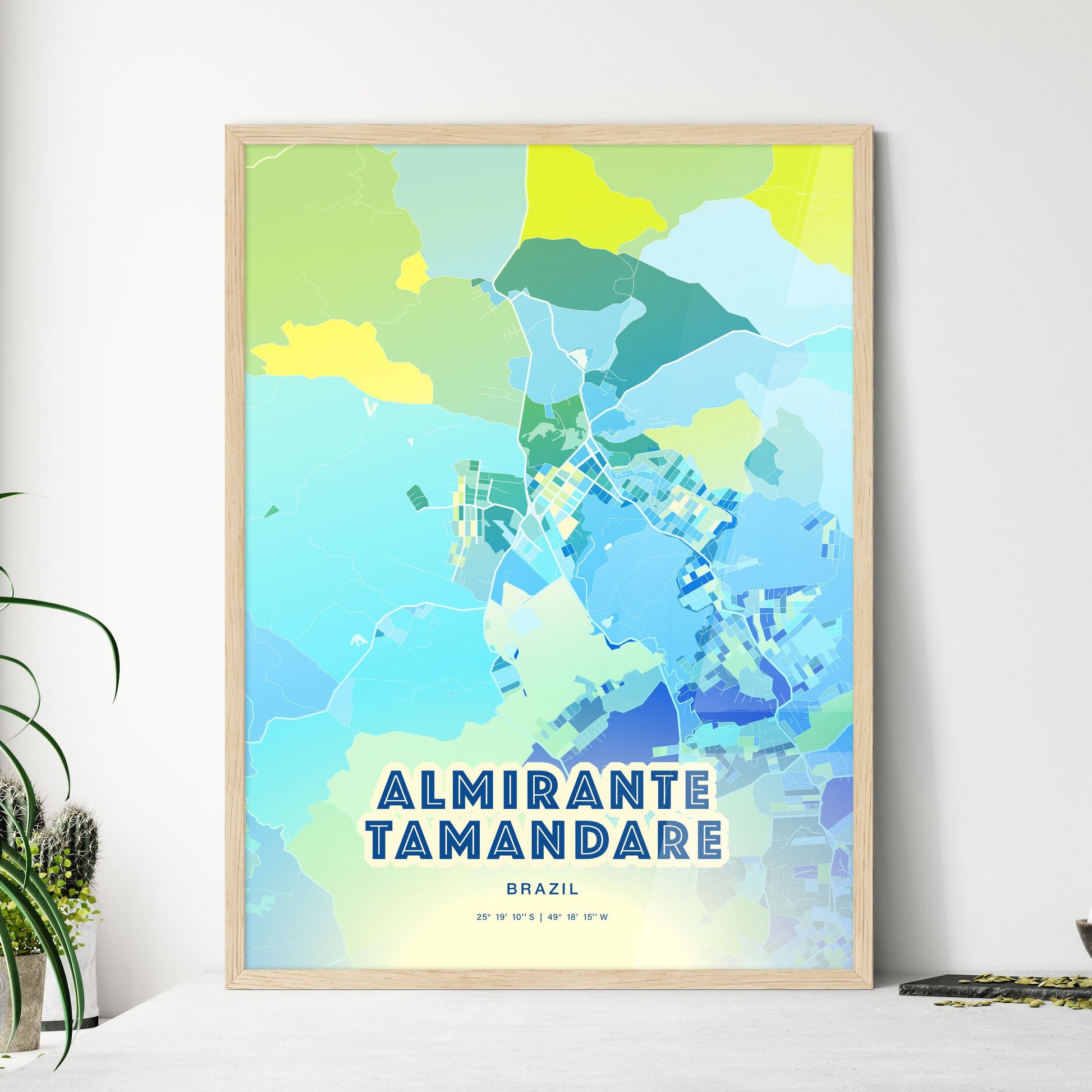 Colorful ALMIRANTE TAMANDARE BRAZIL Fine Art Map Cool Blue