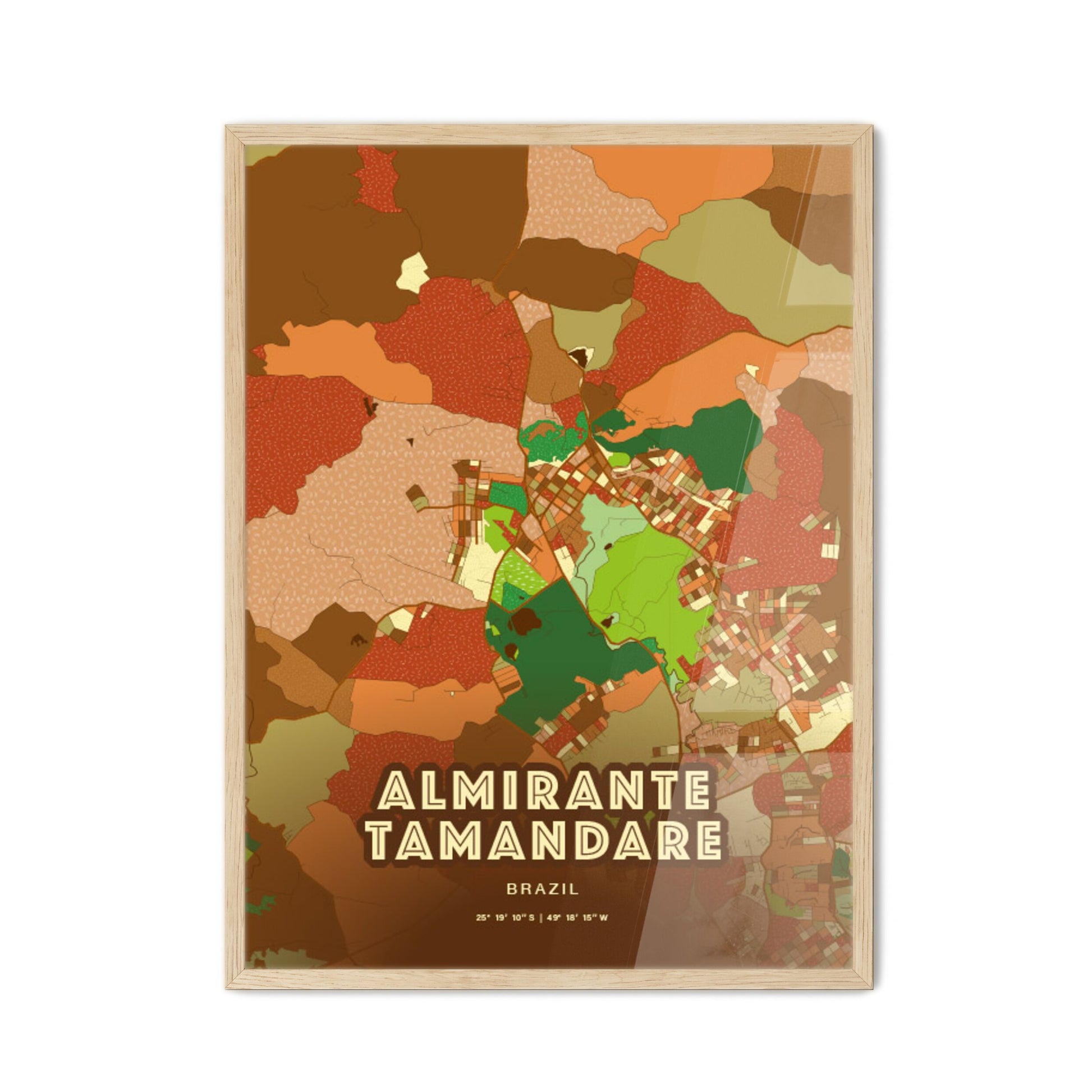 Colorful ALMIRANTE TAMANDARE BRAZIL Fine Art Map Farmhouse