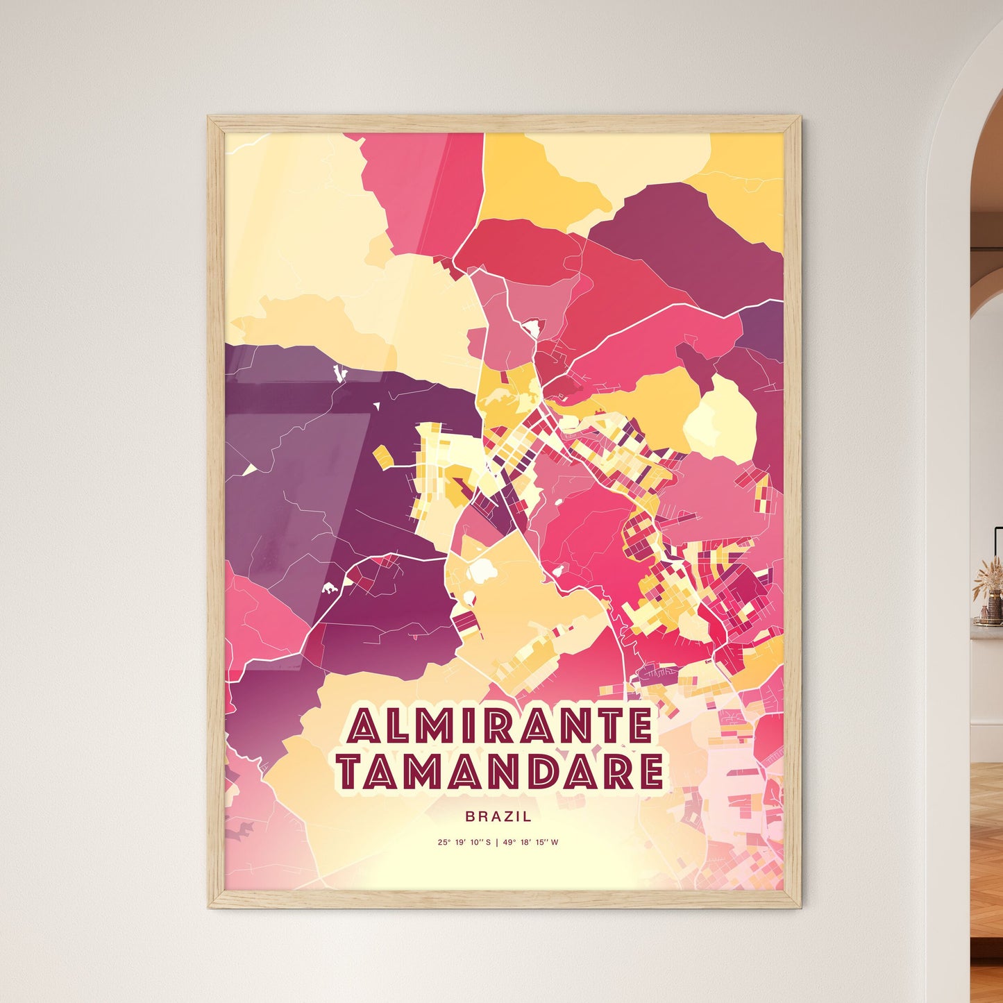 Colorful ALMIRANTE TAMANDARE BRAZIL Fine Art Map Hot Red