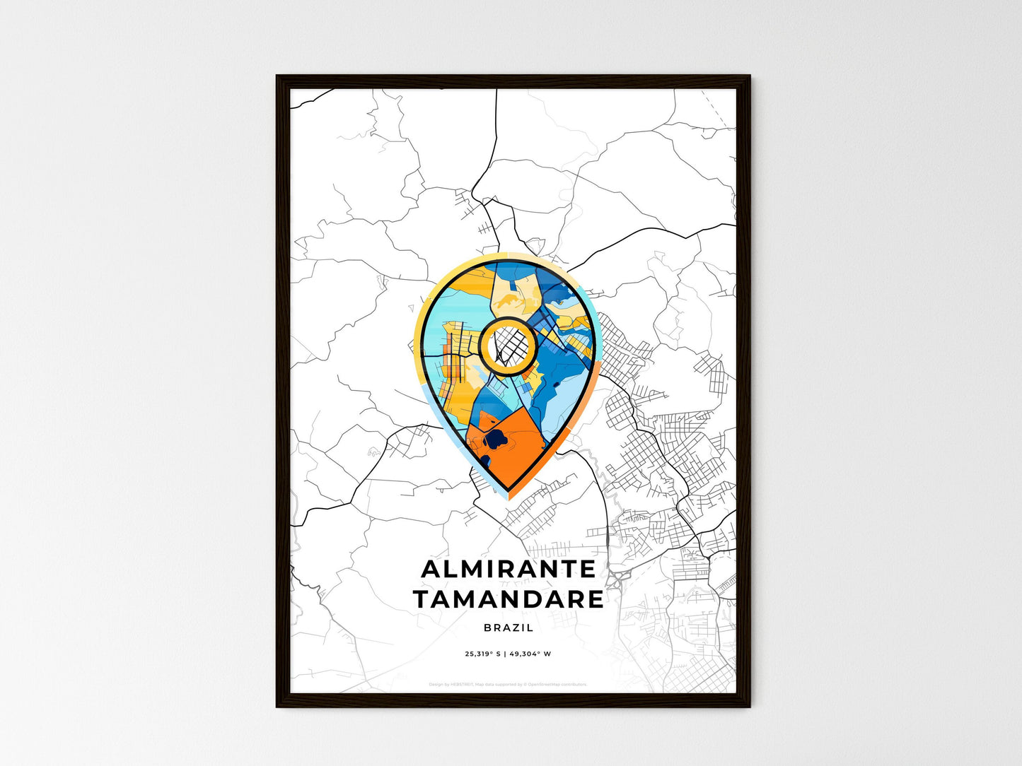 ALMIRANTE TAMANDARE BRAZIL minimal art map with a colorful icon. Where it all began, Couple map gift. Style 1