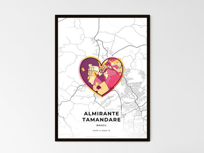 ALMIRANTE TAMANDARE BRAZIL minimal art map with a colorful icon. Where it all began, Couple map gift. Style 2