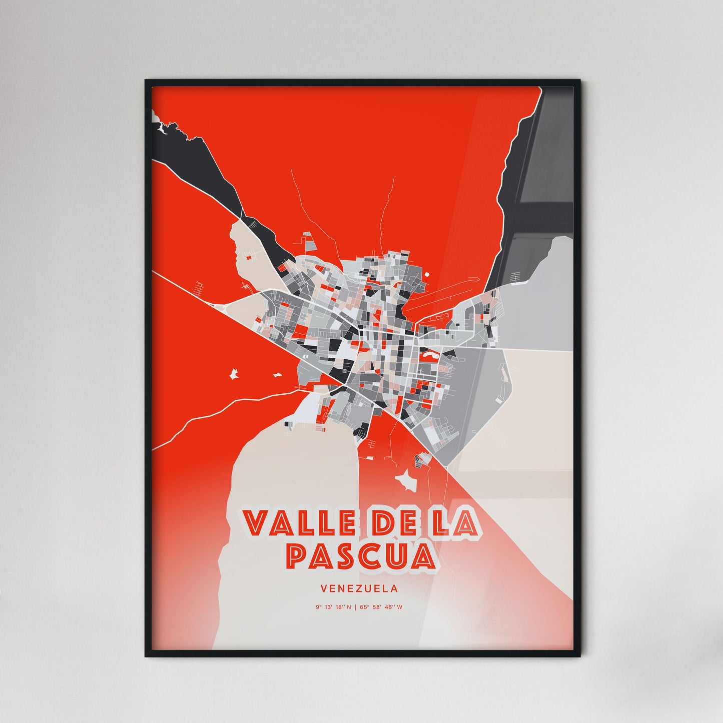 Colorful VALLE DE LA PASCUA VENEZUELA Fine Art Map Modern