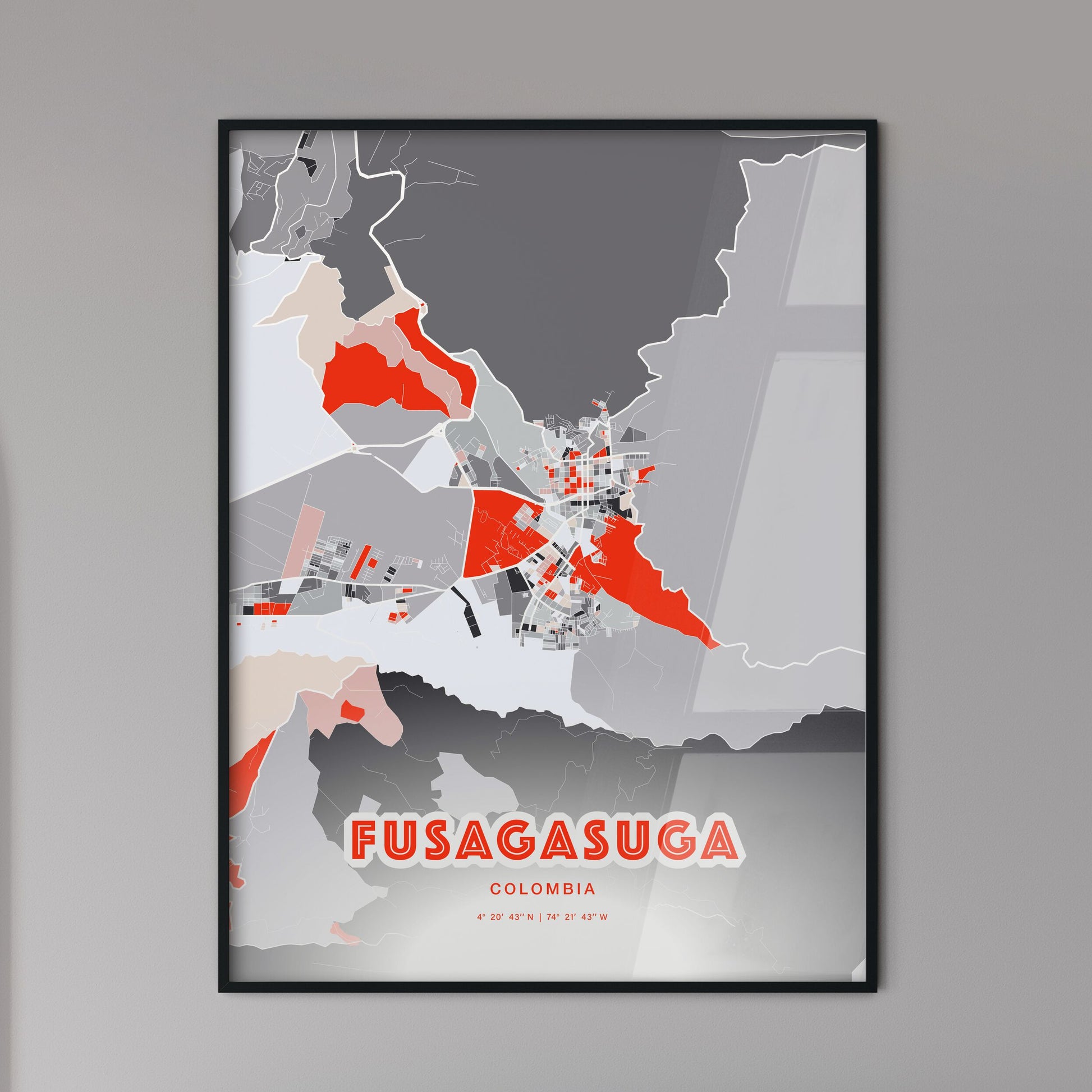 Colorful FUSAGASUGA COLOMBIA Fine Art Map Modern