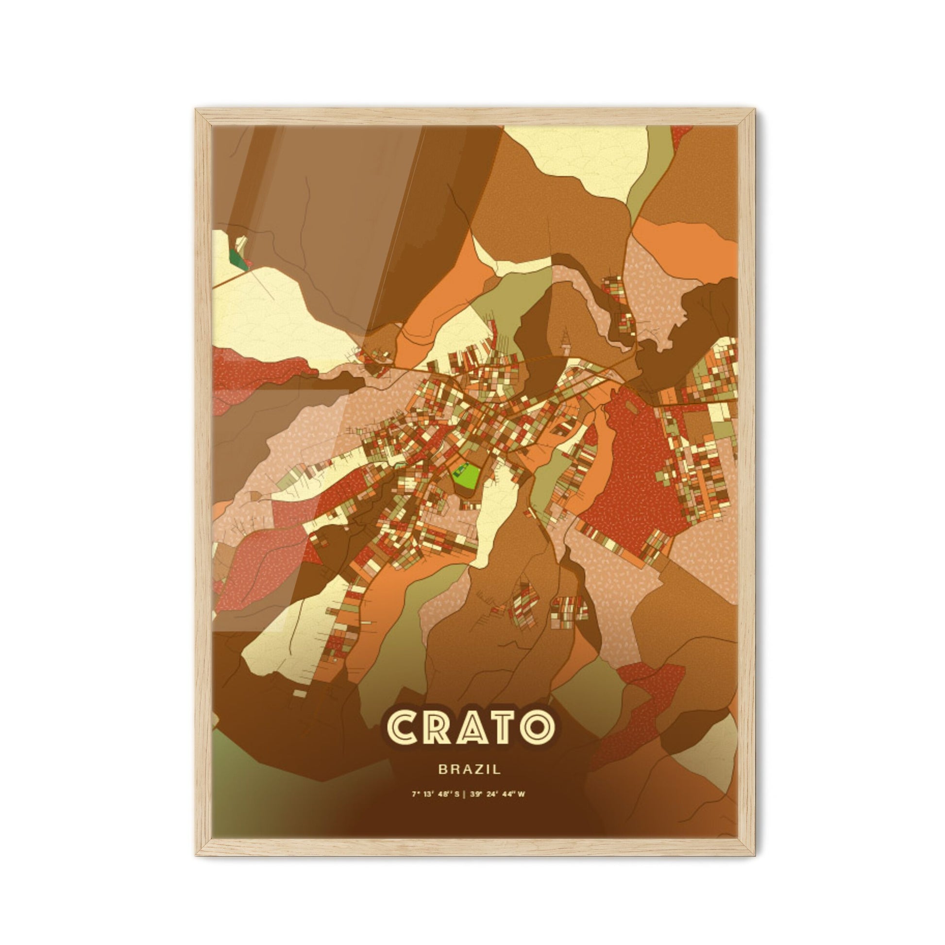 Colorful CRATO BRAZIL Fine Art Map Farmhouse