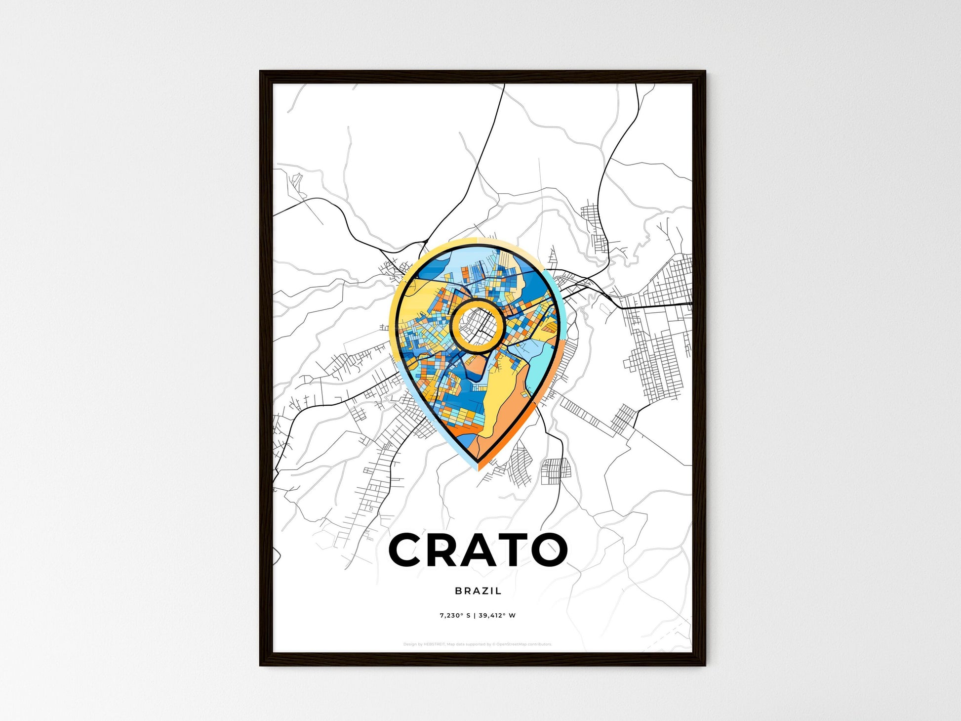 Crato Brazil wedding art map with pointer icon