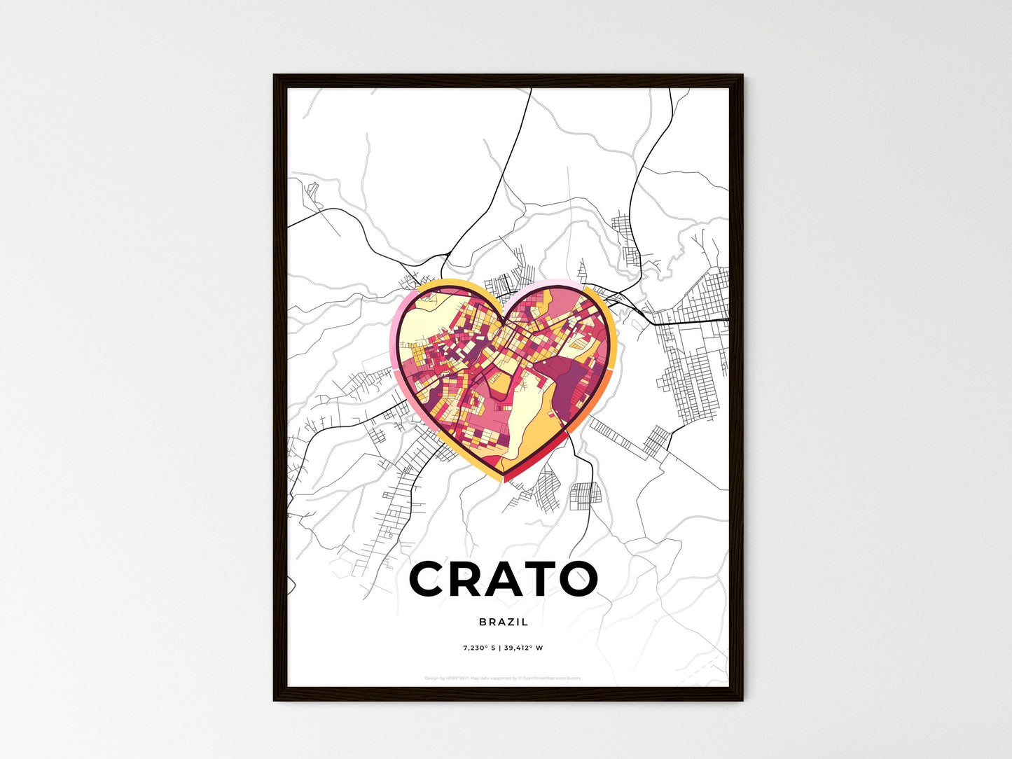 Crato Brazil wedding art map with heart icon