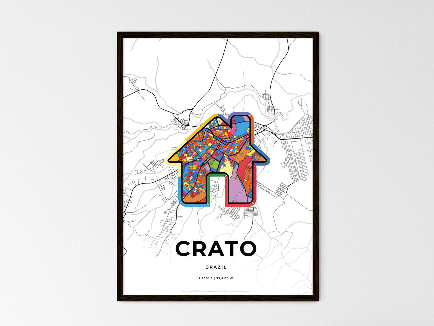 Crato Brazil wedding art map with home icon