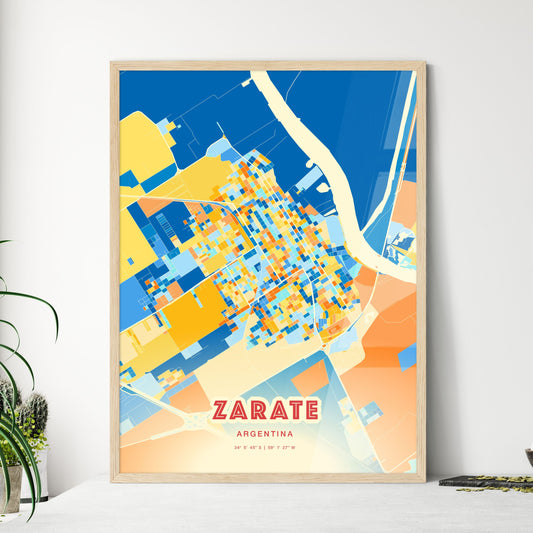 Colorful ZARATE ARGENTINA Fine Art Map Blue Orange