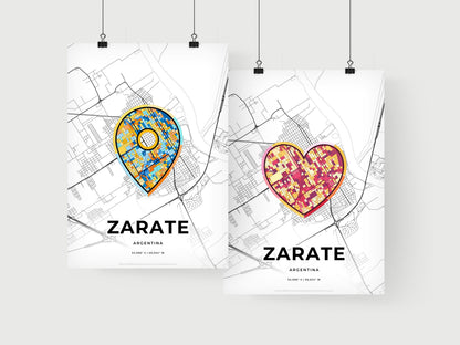 ZARATE ARGENTINA minimal art map with a colorful icon.