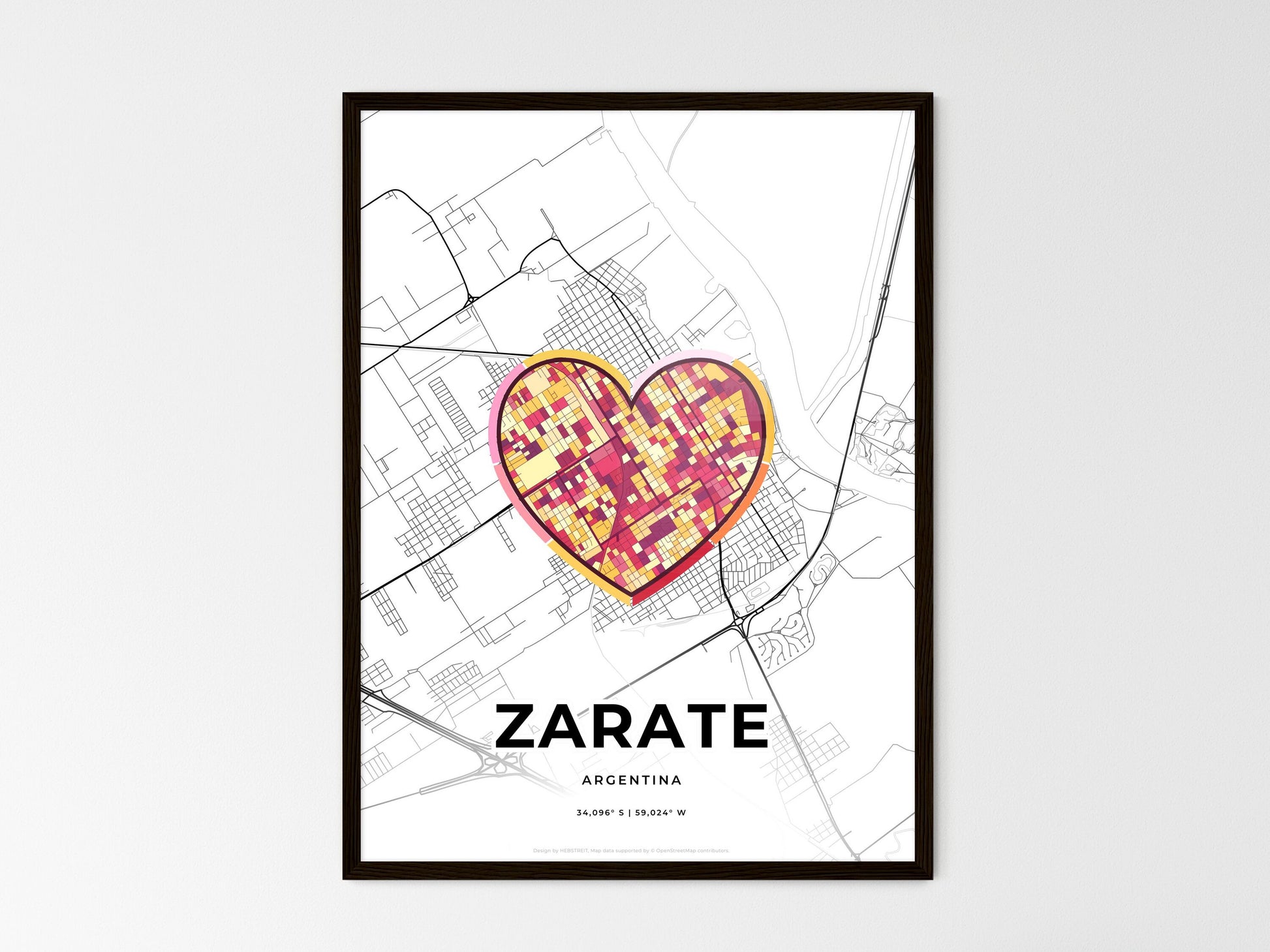 ZARATE ARGENTINA minimal art map with a colorful icon. Style 2