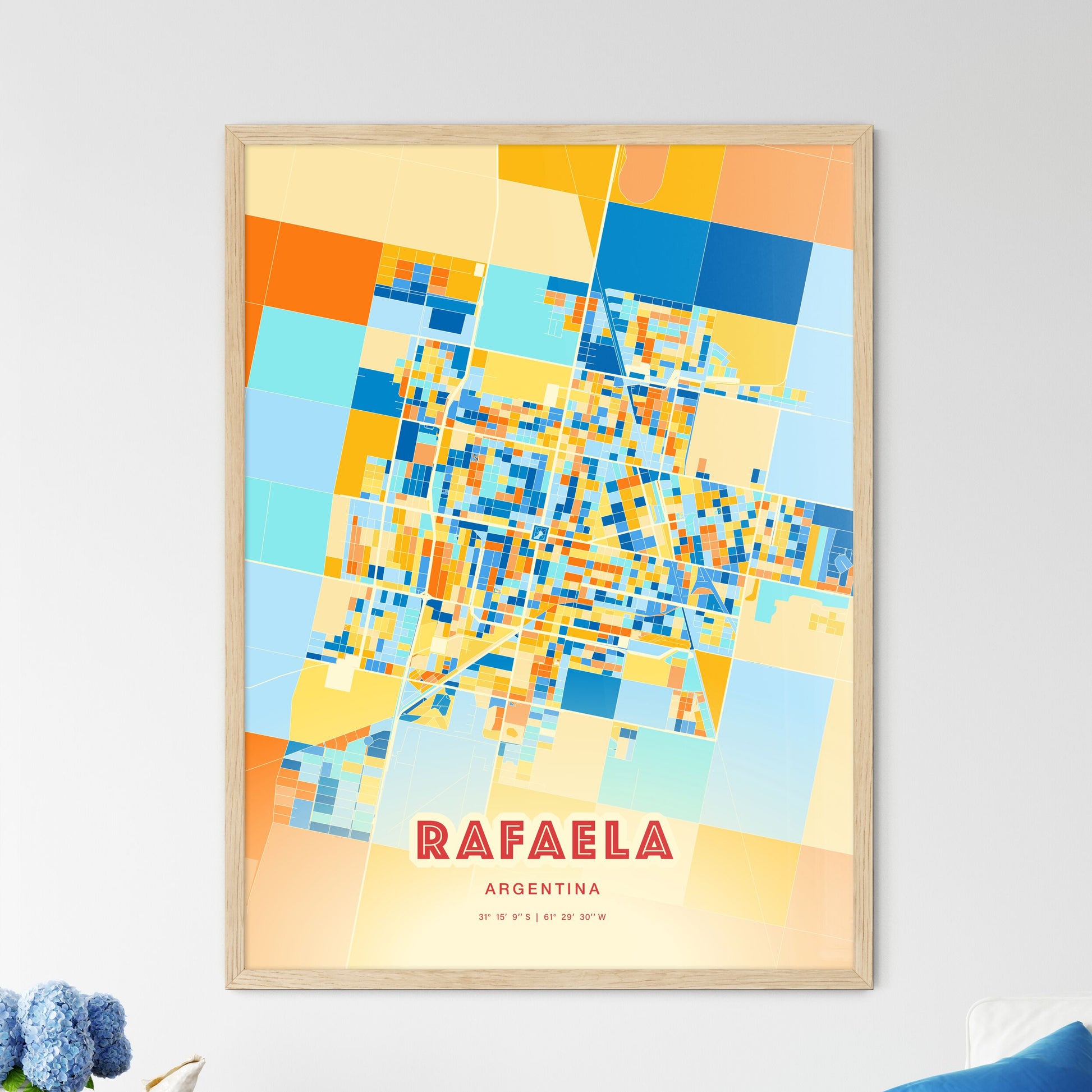 Colorful RAFAELA ARGENTINA Fine Art Map Blue Orange