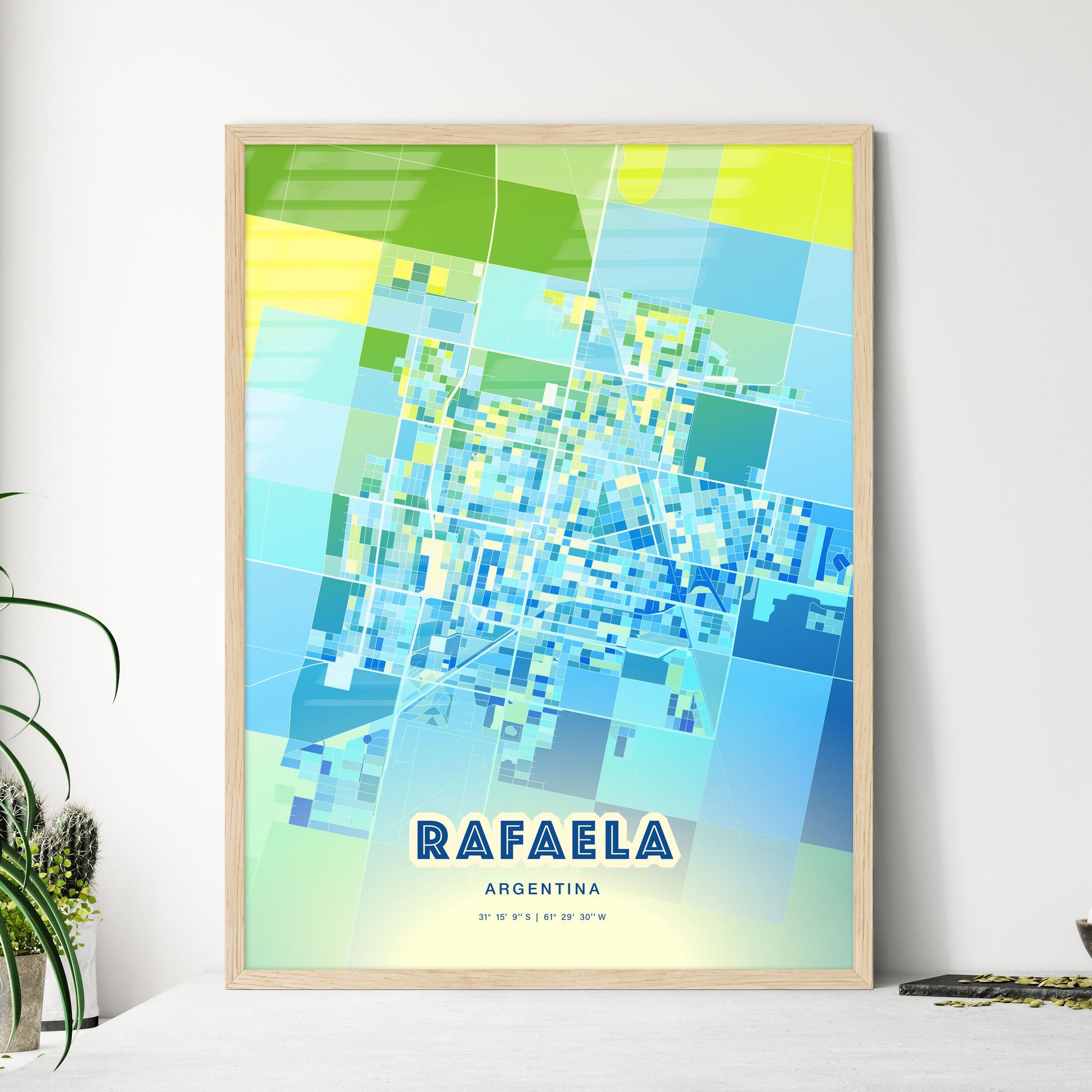 Colorful RAFAELA ARGENTINA Fine Art Map Cool Blue