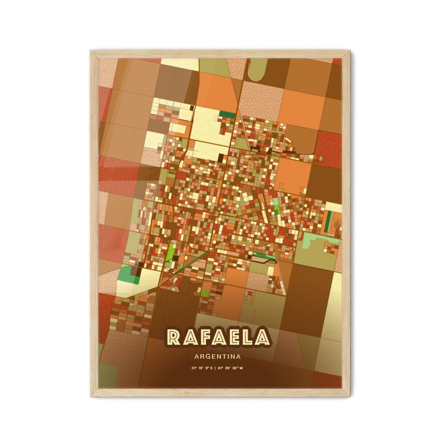 Colorful RAFAELA ARGENTINA Fine Art Map Farmhouse