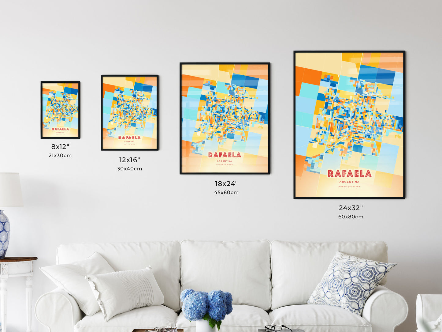 Colorful RAFAELA ARGENTINA Fine Art Map Blue Orange