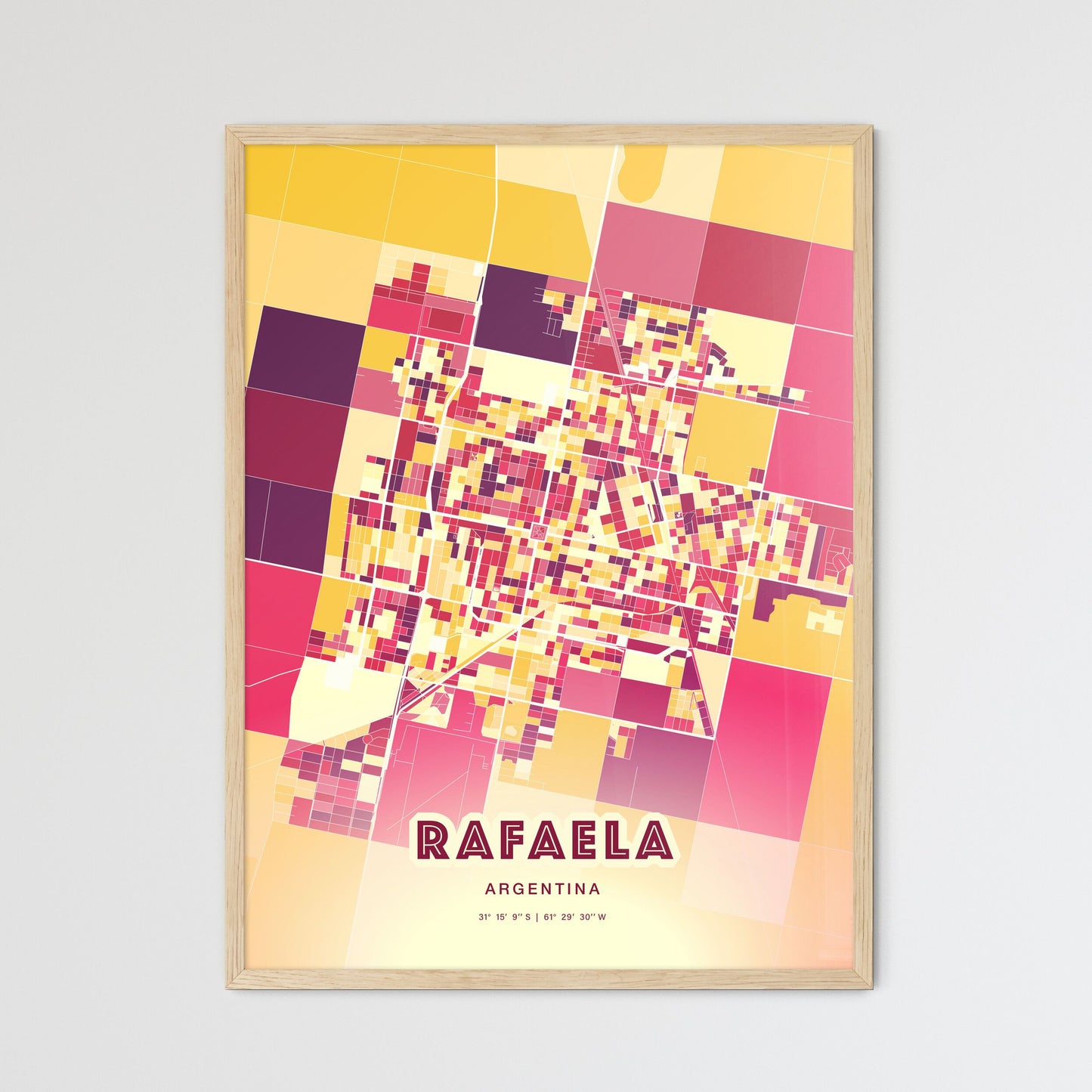 Colorful RAFAELA ARGENTINA Fine Art Map Hot Red