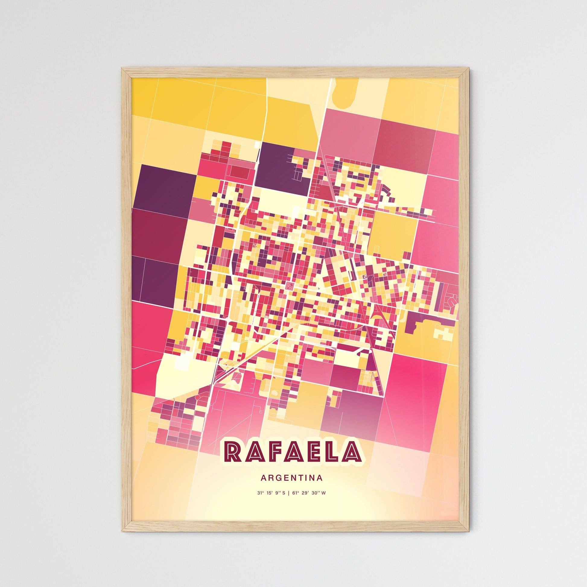 Colorful RAFAELA ARGENTINA Fine Art Map Hot Red