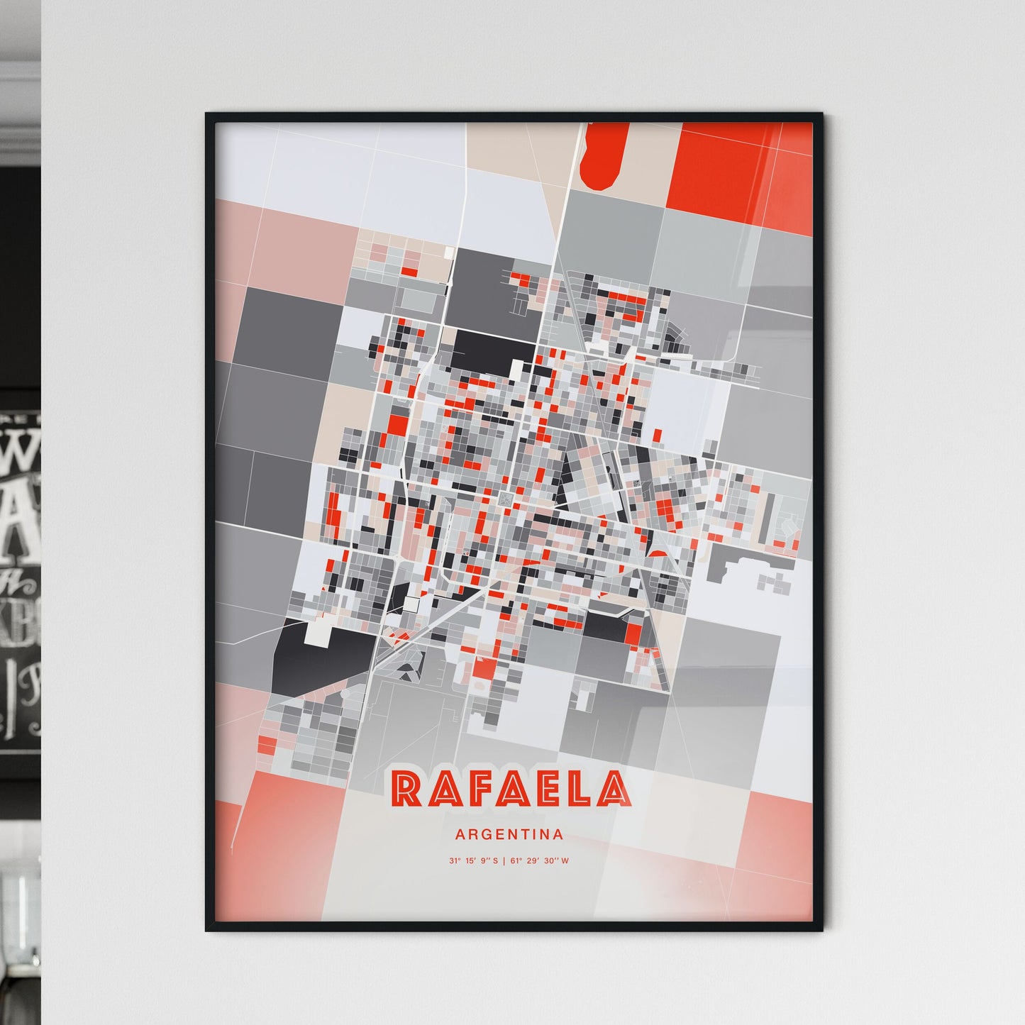 Colorful RAFAELA ARGENTINA Fine Art Map Modern