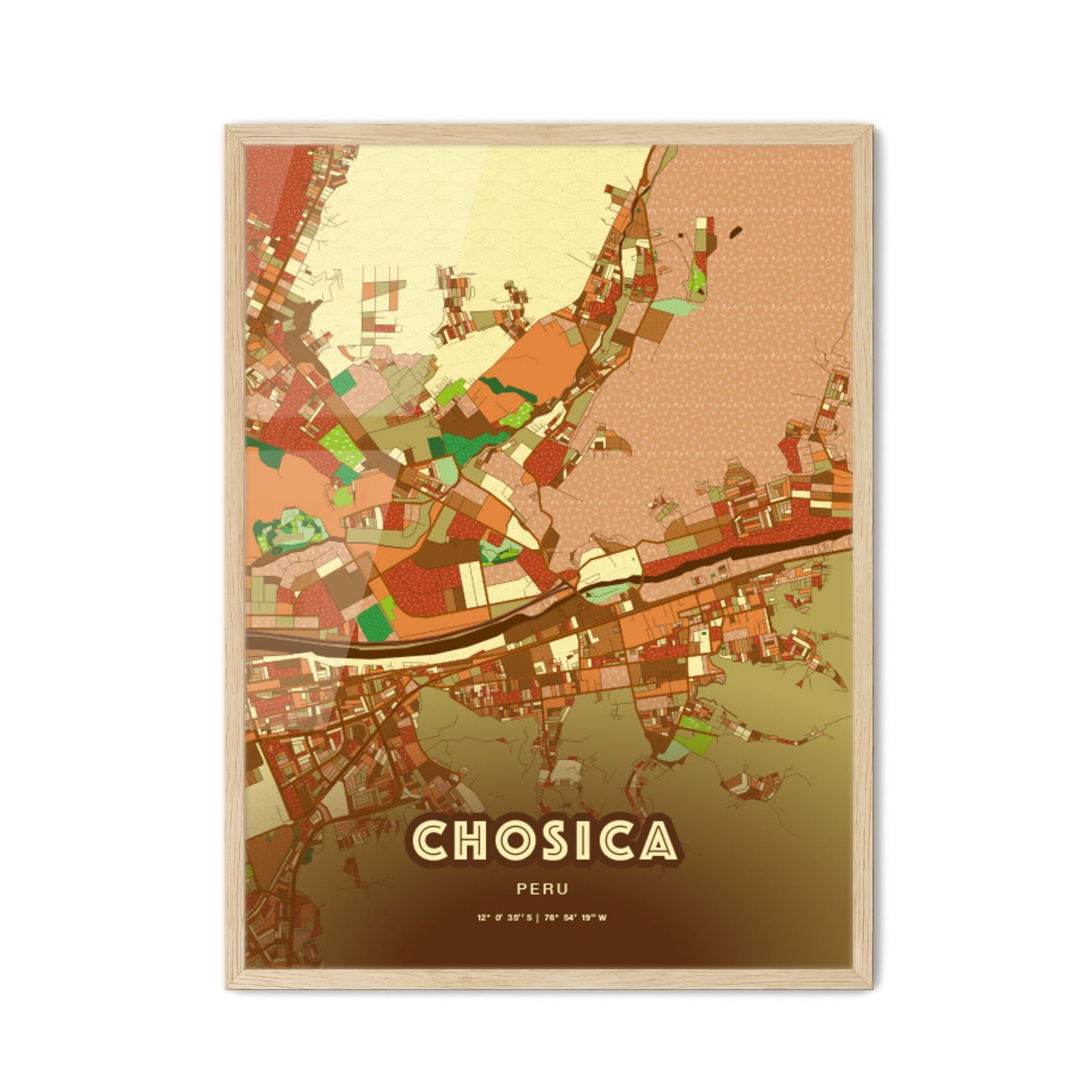 Colorful CHOSICA PERU Fine Art Map Farmhouse