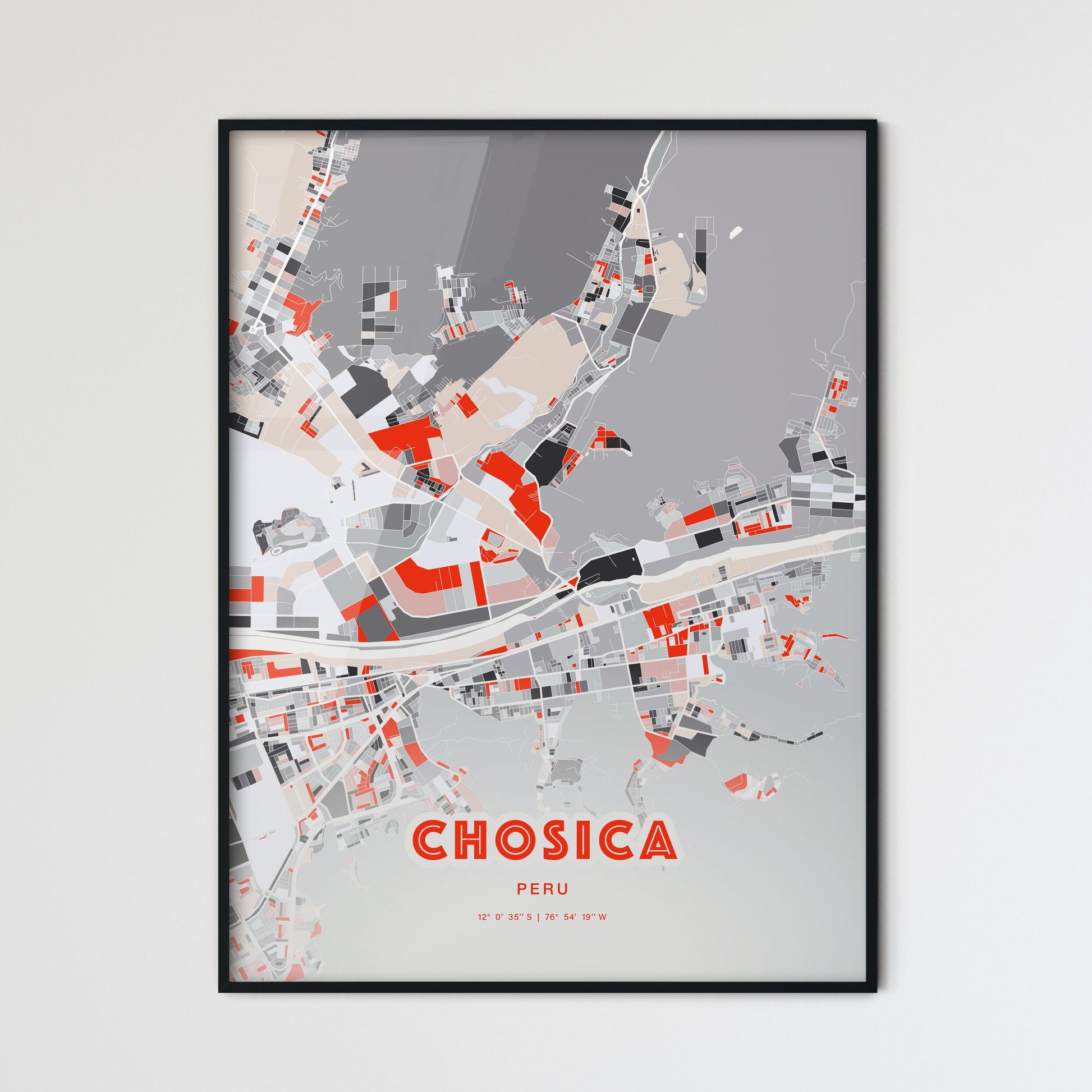 Colorful CHOSICA PERU Fine Art Map Modern