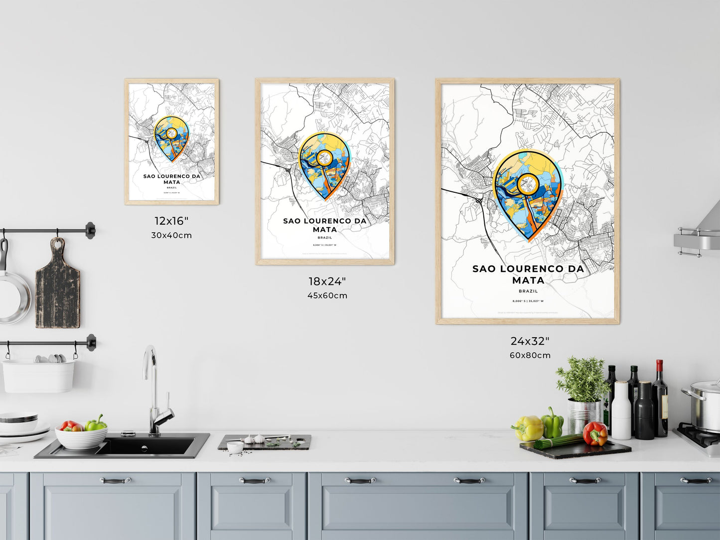 Sao Lourenco Da Mata Brazil art map size chart