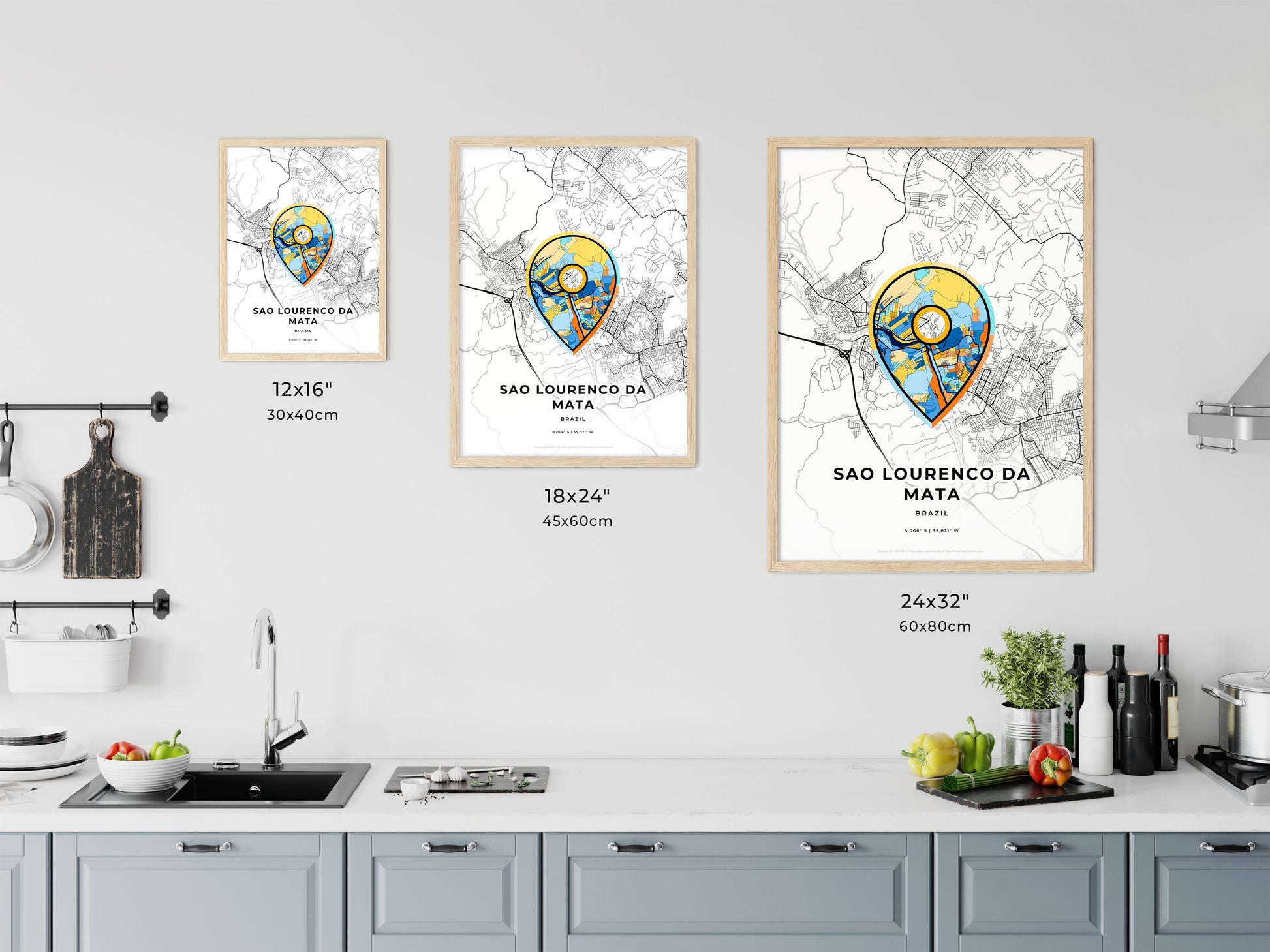 Sao Lourenco Da Mata Brazil art map size chart