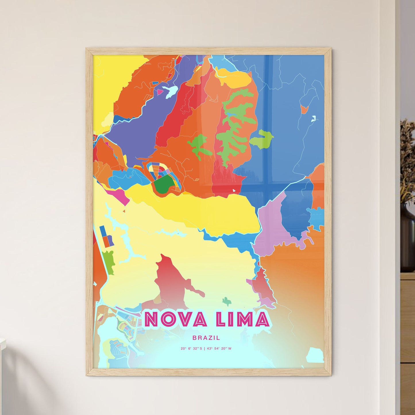 Colorful NOVA LIMA BRAZIL Fine Art Map Crazy Colors
