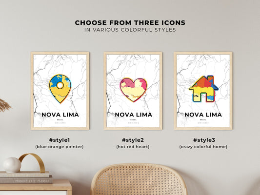 Nova Lima Brazil maps with colorful icons