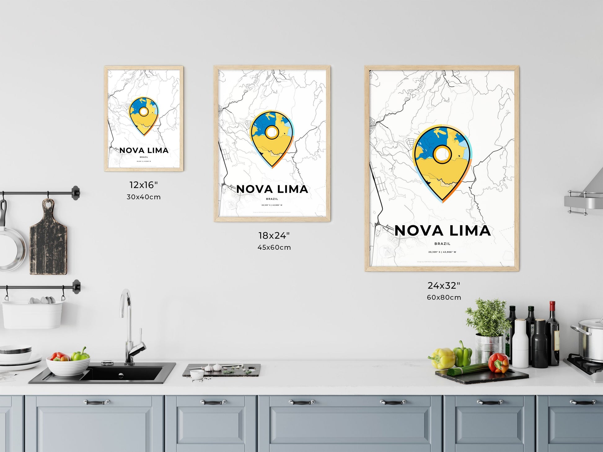 Nova Lima Brazil art map size chart