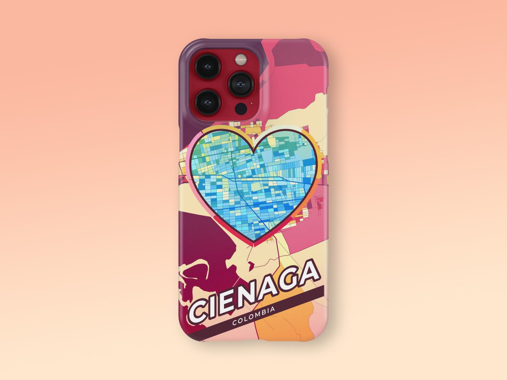 Cienaga Colombia slim phone case with colorful icon. Birthday, wedding or housewarming gift. Couple match cases. 2