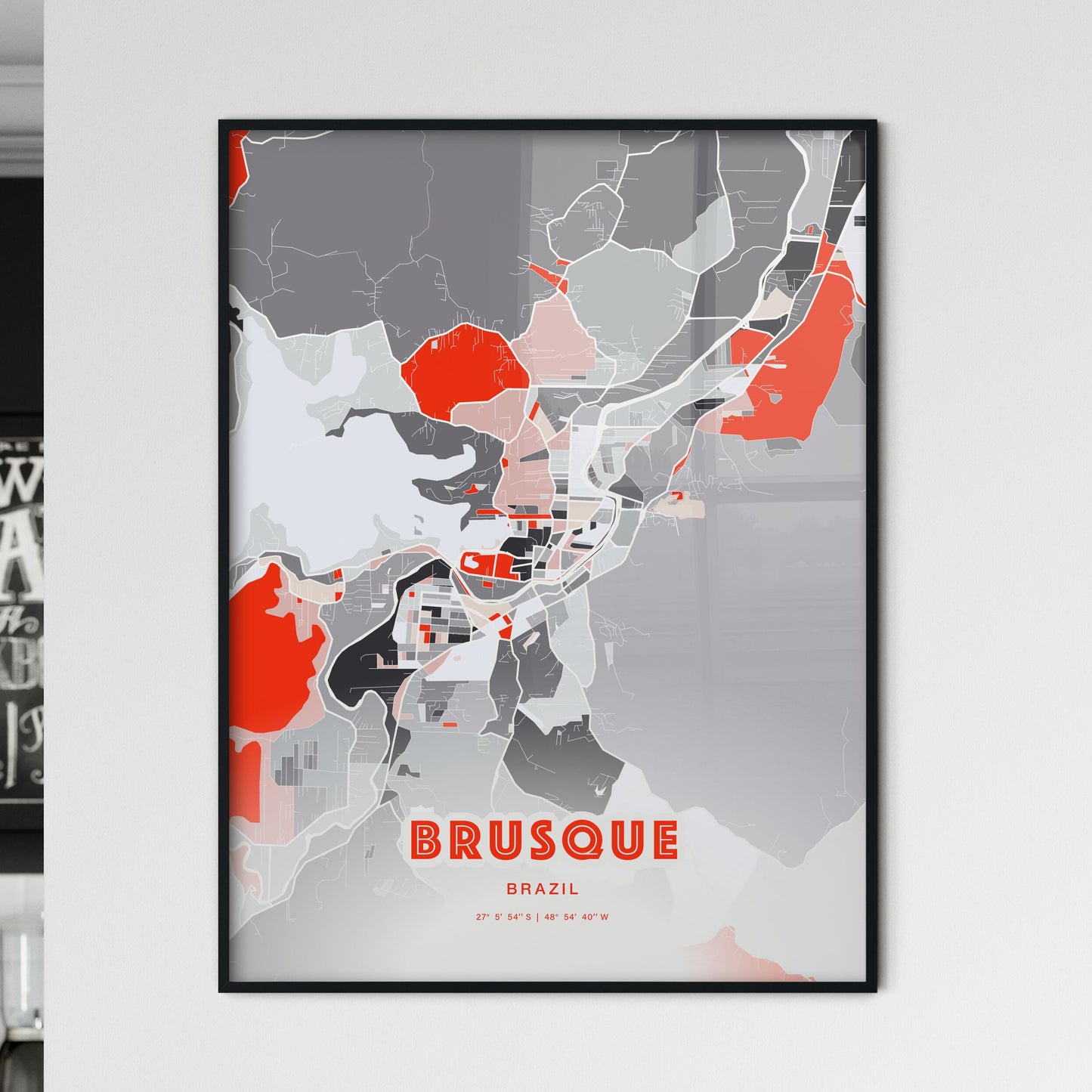 Colorful BRUSQUE BRAZIL Fine Art Map Modern