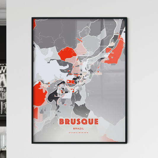 Colorful BRUSQUE BRAZIL Fine Art Map Modern