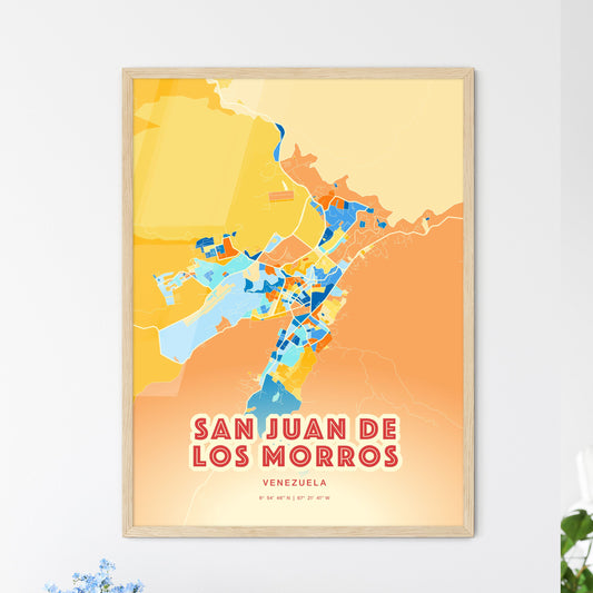 Colorful SAN JUAN DE LOS MORROS VENEZUELA Fine Art Map Blue Orange