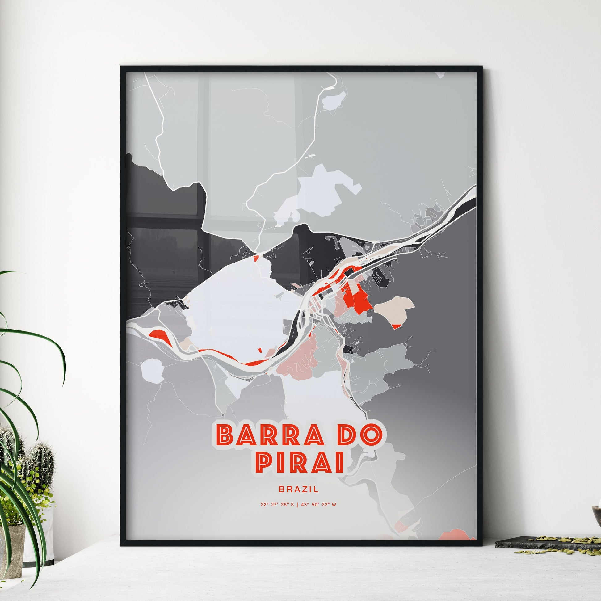 Colorful BARRA DO PIRAI BRAZIL Fine Art Map Modern