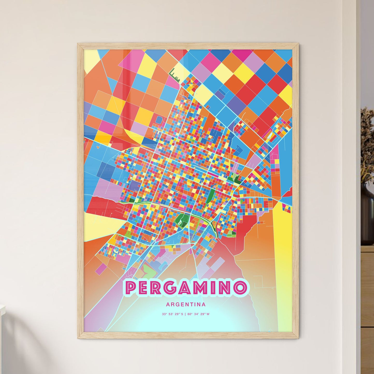 Colorful PERGAMINO ARGENTINA Fine Art Map Crazy Colors