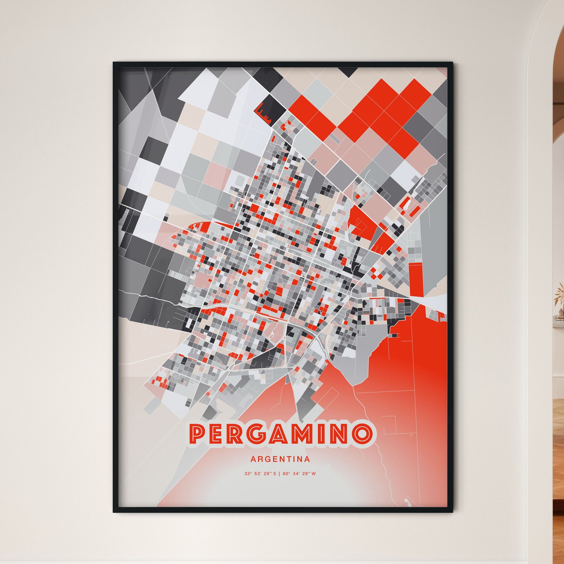 Colorful PERGAMINO ARGENTINA Fine Art Map Modern