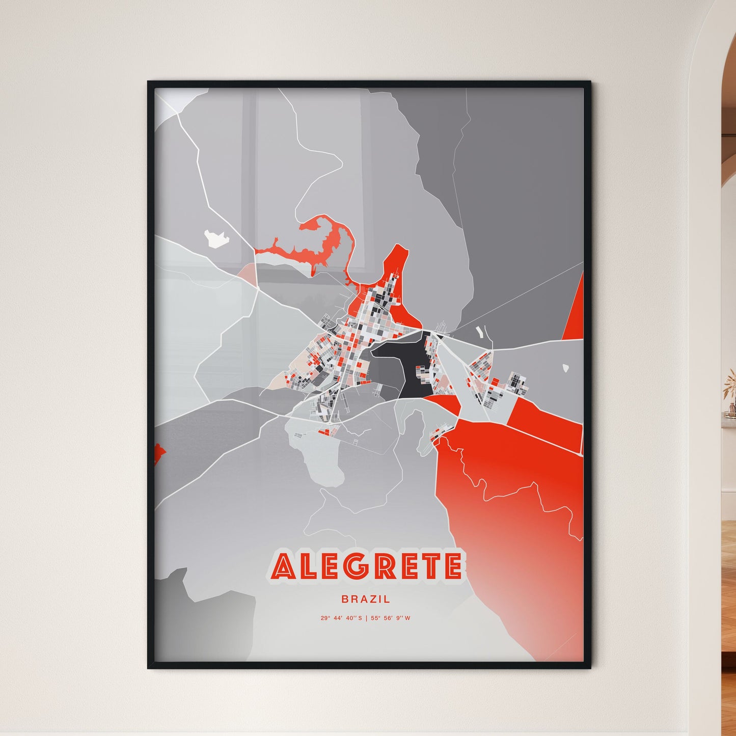 Colorful ALEGRETE BRAZIL Fine Art Map Modern