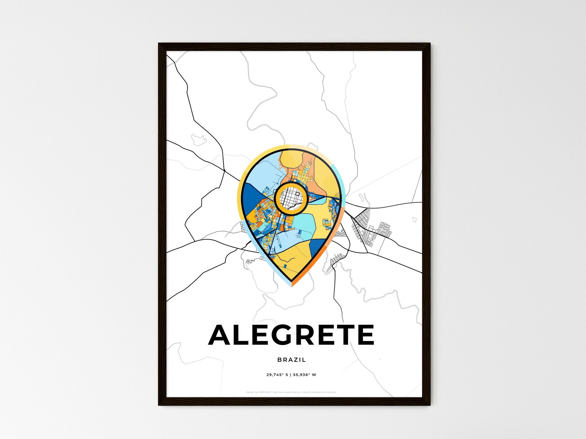 ALEGRETE BRAZIL minimal art map with a colorful icon. Where it all began, Couple map gift. Style 1