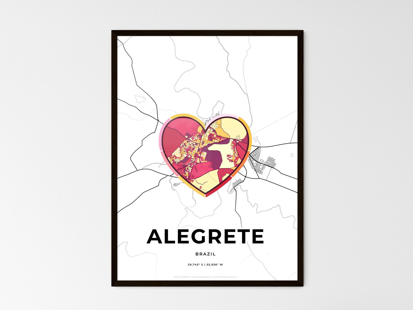 ALEGRETE BRAZIL minimal art map with a colorful icon. Where it all began, Couple map gift. Style 2