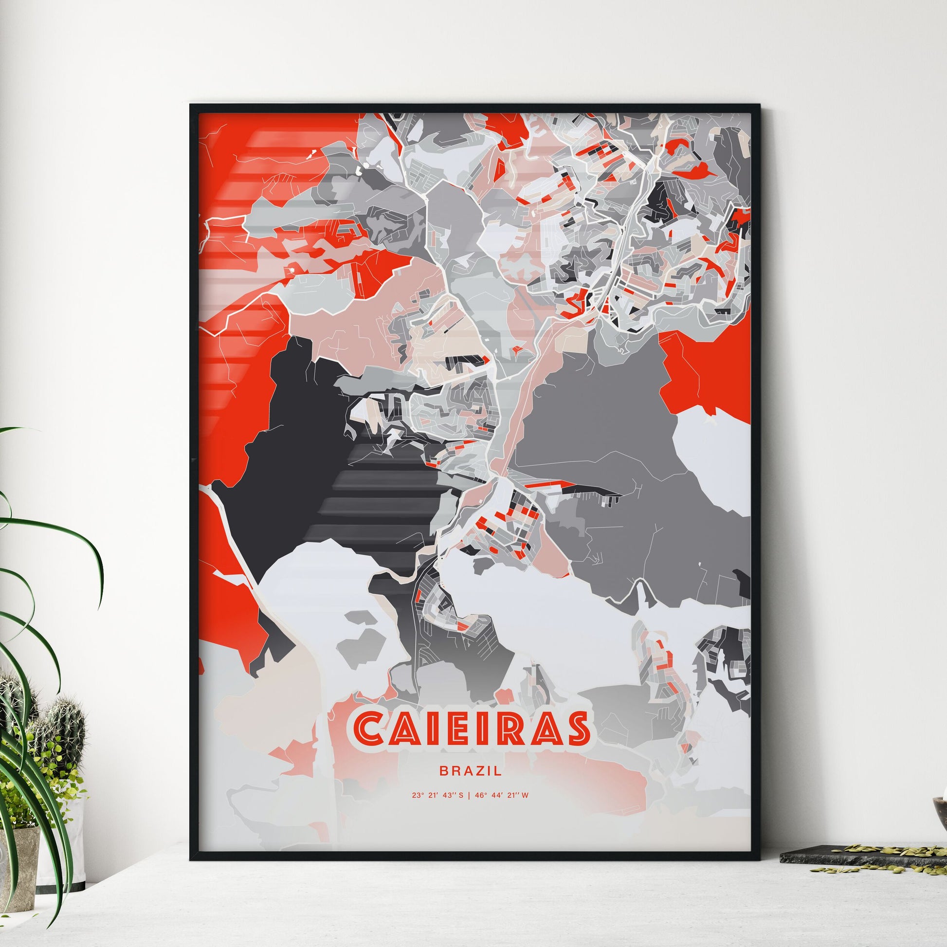 Colorful CAIEIRAS BRAZIL Fine Art Map Modern